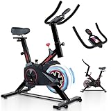 JUPPLIES Bicicleta Estatica Indoor - Bicicleta Spinning con Volante 4 KG - Resistencia Ajustable, Monitor LCD, Pulsómetro, Soporte de Dispositivos - Max. 120kg - (Talla S - Hasta 170cm)